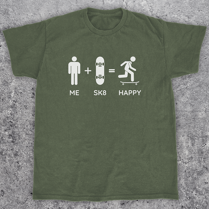 Me + sk8 = happy, Funny skateboarding t-shirt, Unisex product image (1)