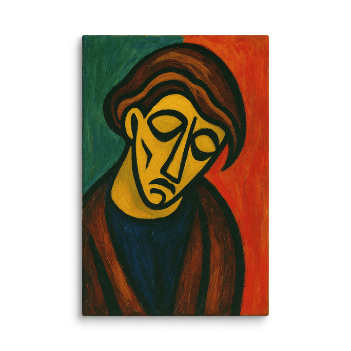 "Silence Between Thoughts" Portrait Canvas – Geometric Cubist Wall Art product image (1)