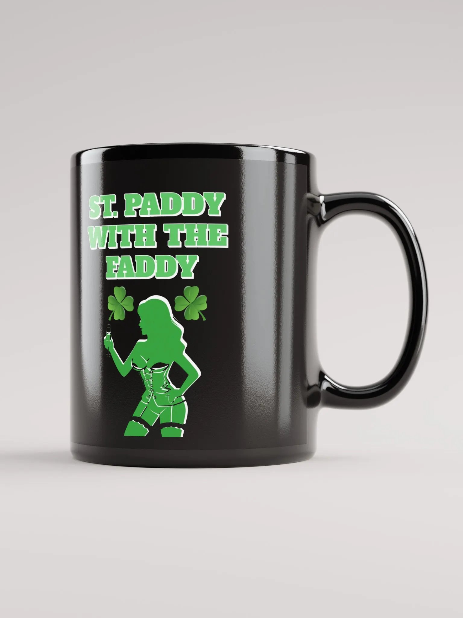 St. Paddy With The Faddy St. Patrick's Day Black Mug product image (4)