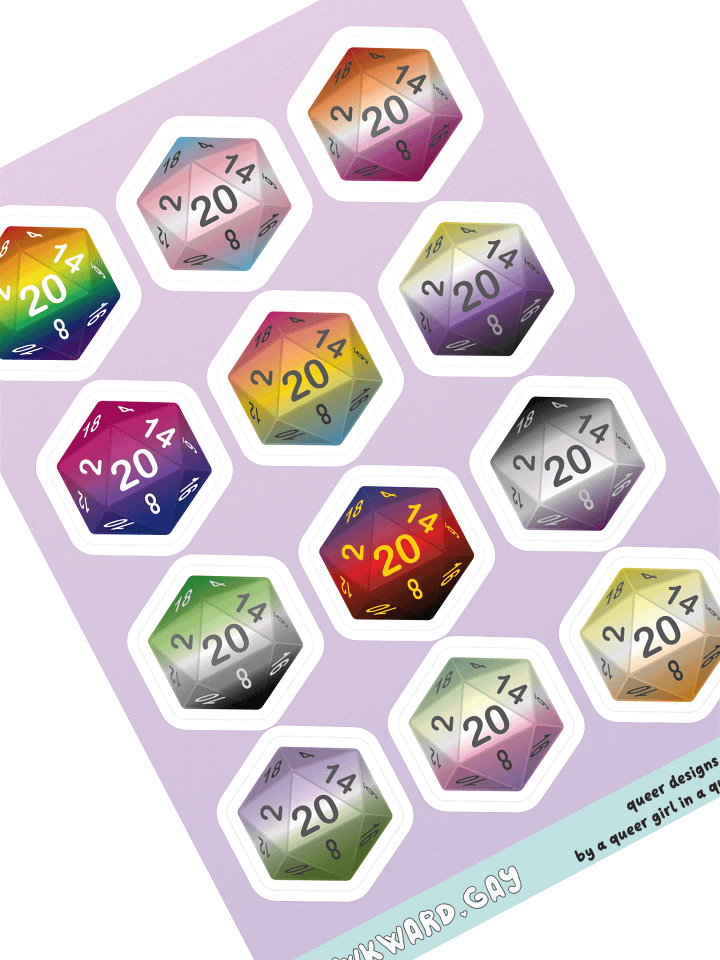 Mixed Pride D20 Sticker Sheet product image (1)