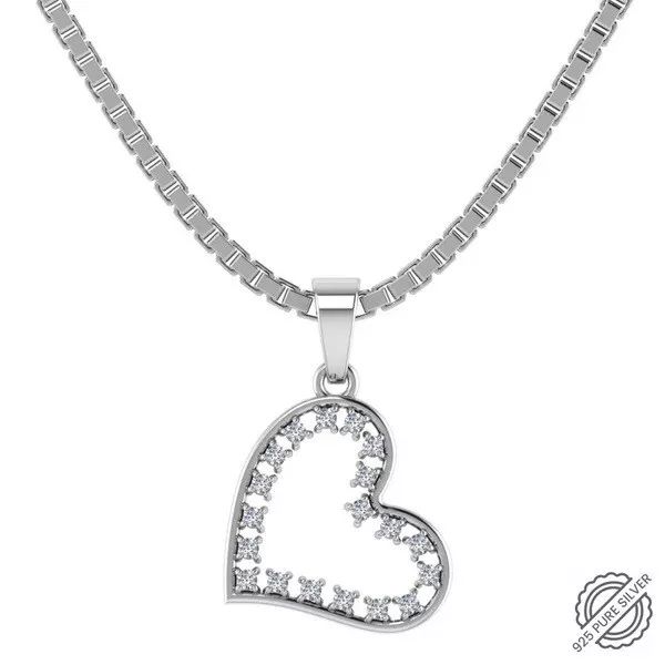 925 Sterling Silver Neckless Heart Pendant with pure silver Link Chain For women product image (1)