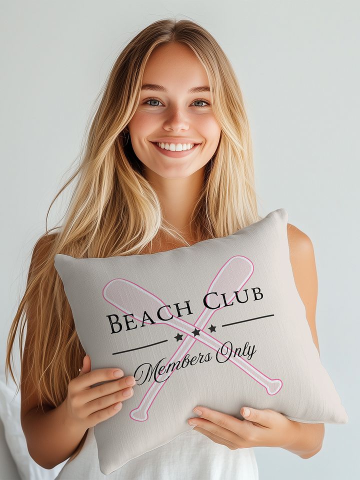Beige Pink Beach Club Premium Pillow Case/Beige Pink Strand Kissenhülle product image (2)