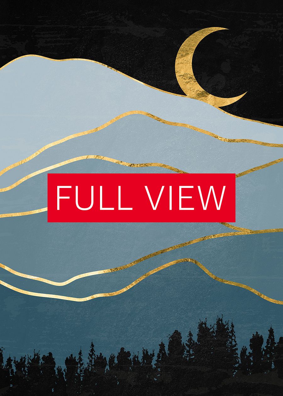 Golden landscape with moon #3 — Japanese golden poster, travel poster, aesthetic poster product image (3)