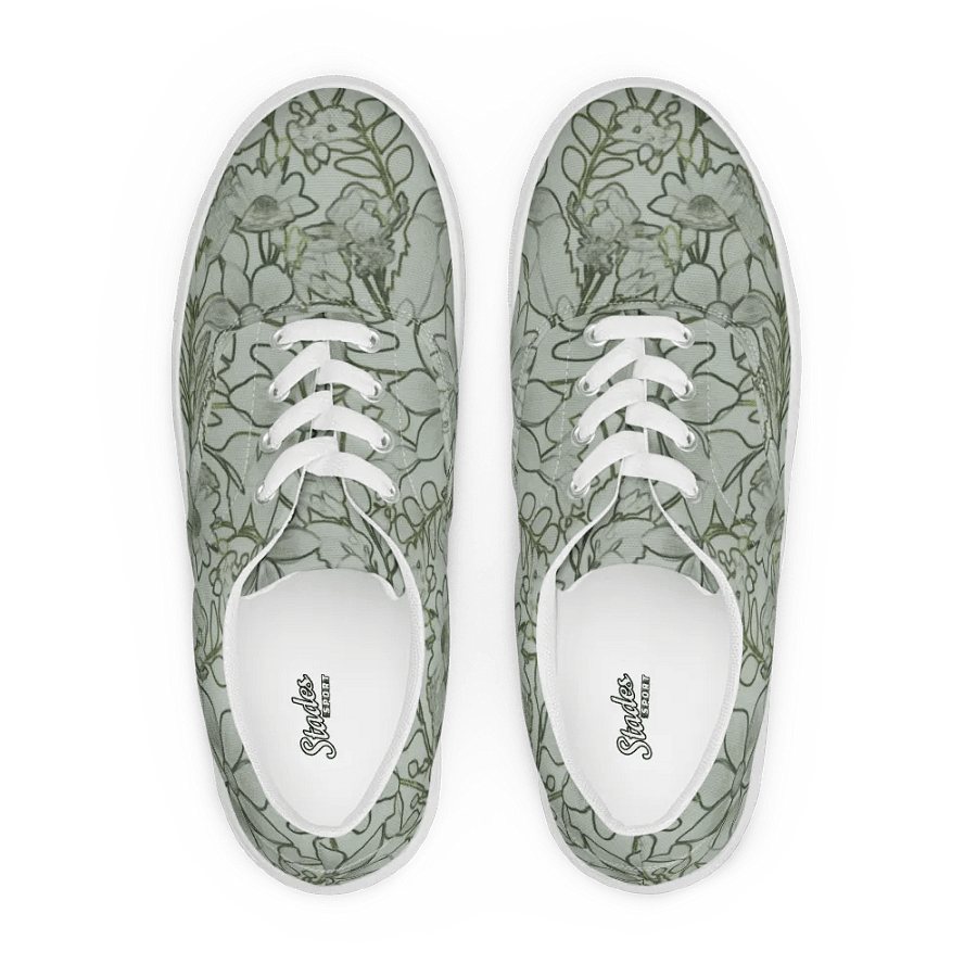 Line art Light Green and Darkgreen Floral/Women's Lace-Up Canvas Shoes by Allcolor product image (11)