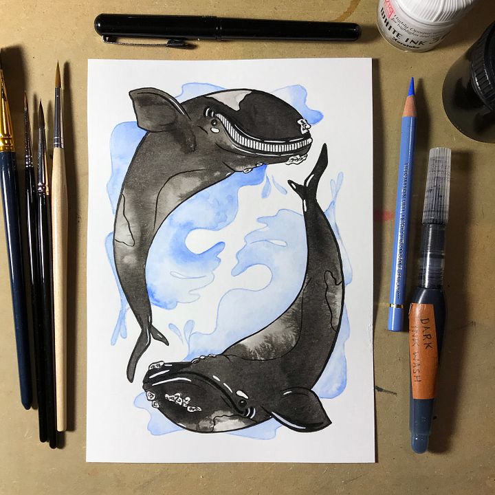 original painting : whales product image (1)