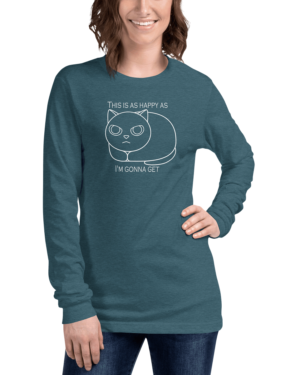 Happy Grumpy Cat Unisex Long Sleeve Tee, White Print product image (3)