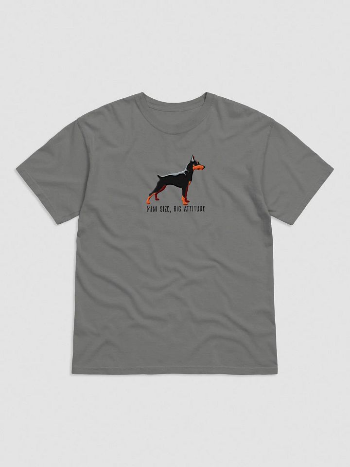 Mini Size, Big Attitude T-Shirt(Embroidered) of a Mini Pinscher(Black & Tan) product image (3)