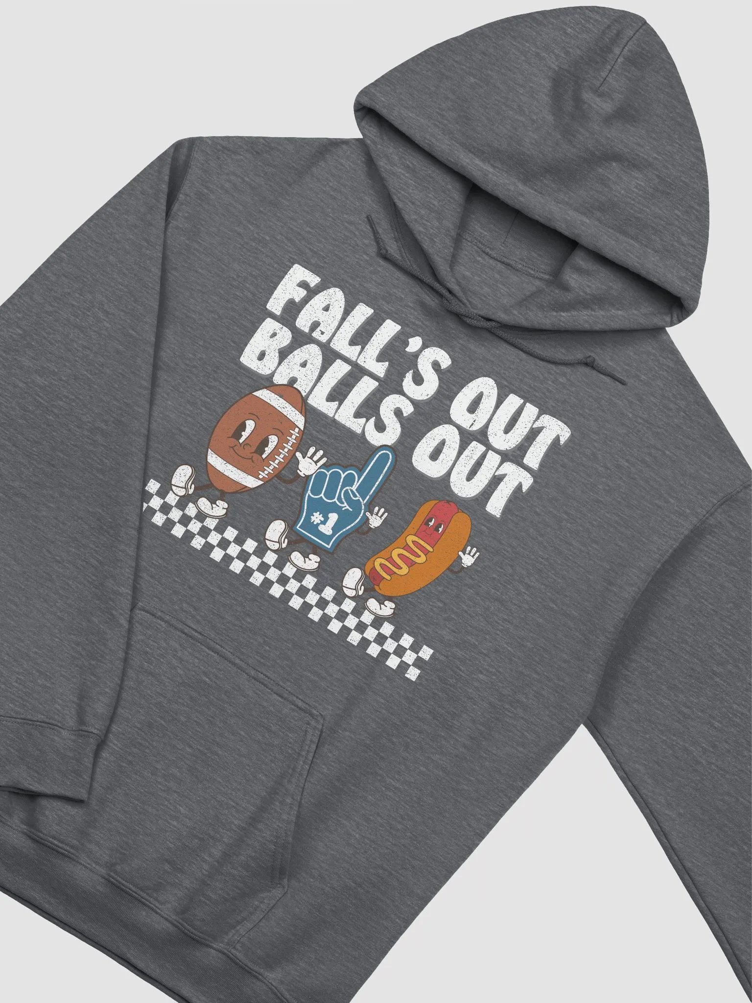 Fall's Out Balls Out Football Season Y2K Hooded Sweatshirt | Funny Fall and Halloween Hoodie Design product image (24)