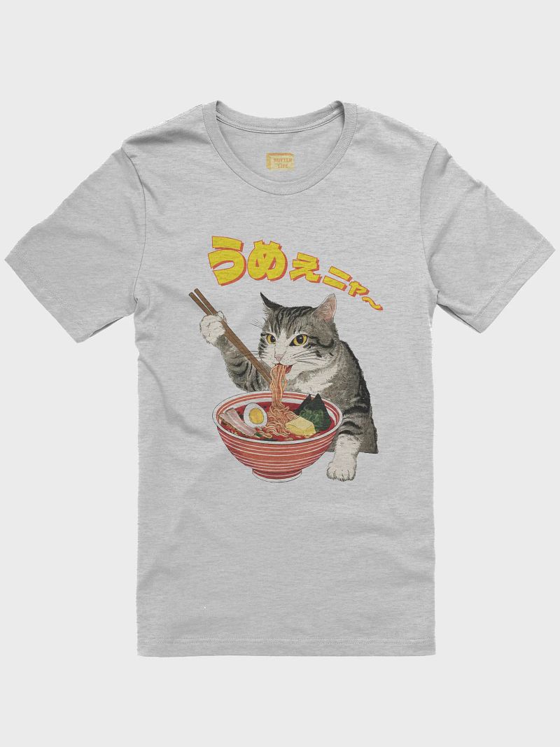 Butter Ramen Eating Cat Japanese Style ukiyo-e Unisex Bella Canvas 3001 T-shirt