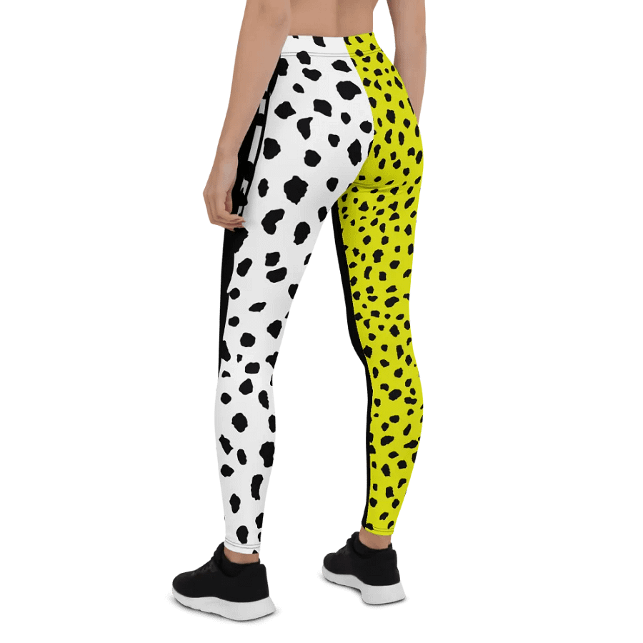 Black/Yellow Abstract Geometric All-Over Print Leggings product image (4)