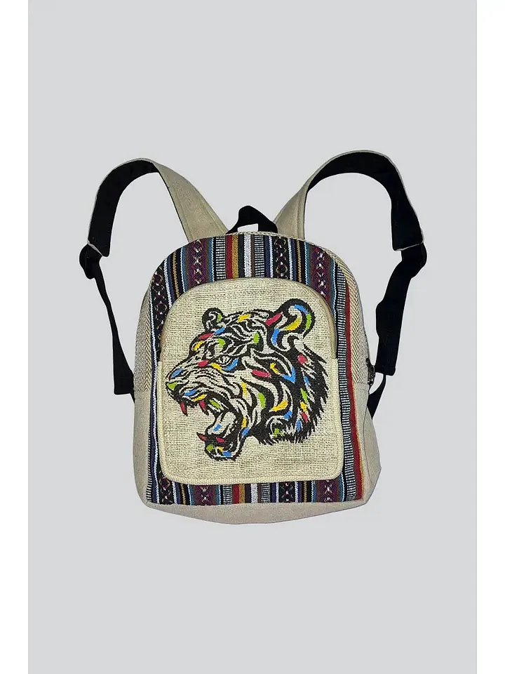 Tiger Pattern Hemp & Cotton Backpack product image (1)