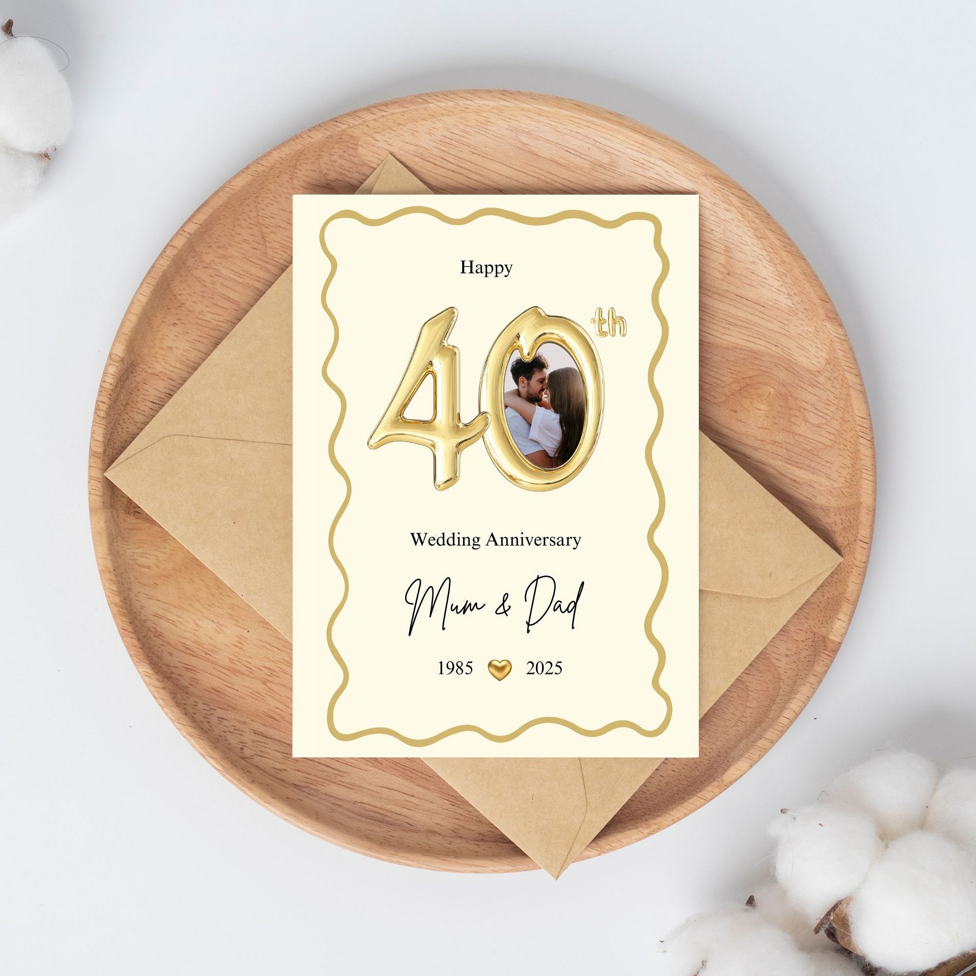 Gold Balloon-style 40th Year Wedding Anniversary Photo Card Template product image (4)