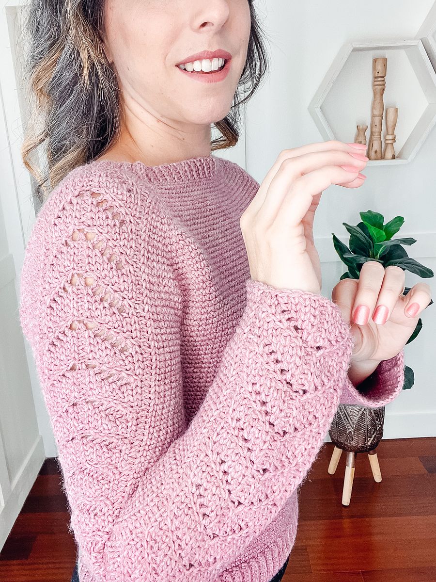 Crochet Along and Create a Beautiful Lace Sleeve Sweater! Lace Sleeve Crochet Sweater (9 Sizes) product image (1)