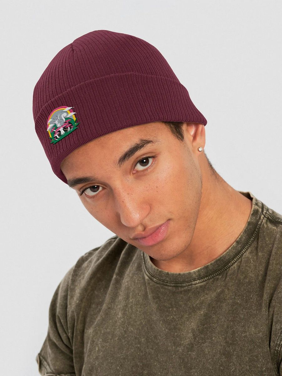 Organic Cotton Embroidered Rainbow Mushroom Squirrel Beanie product image (4)