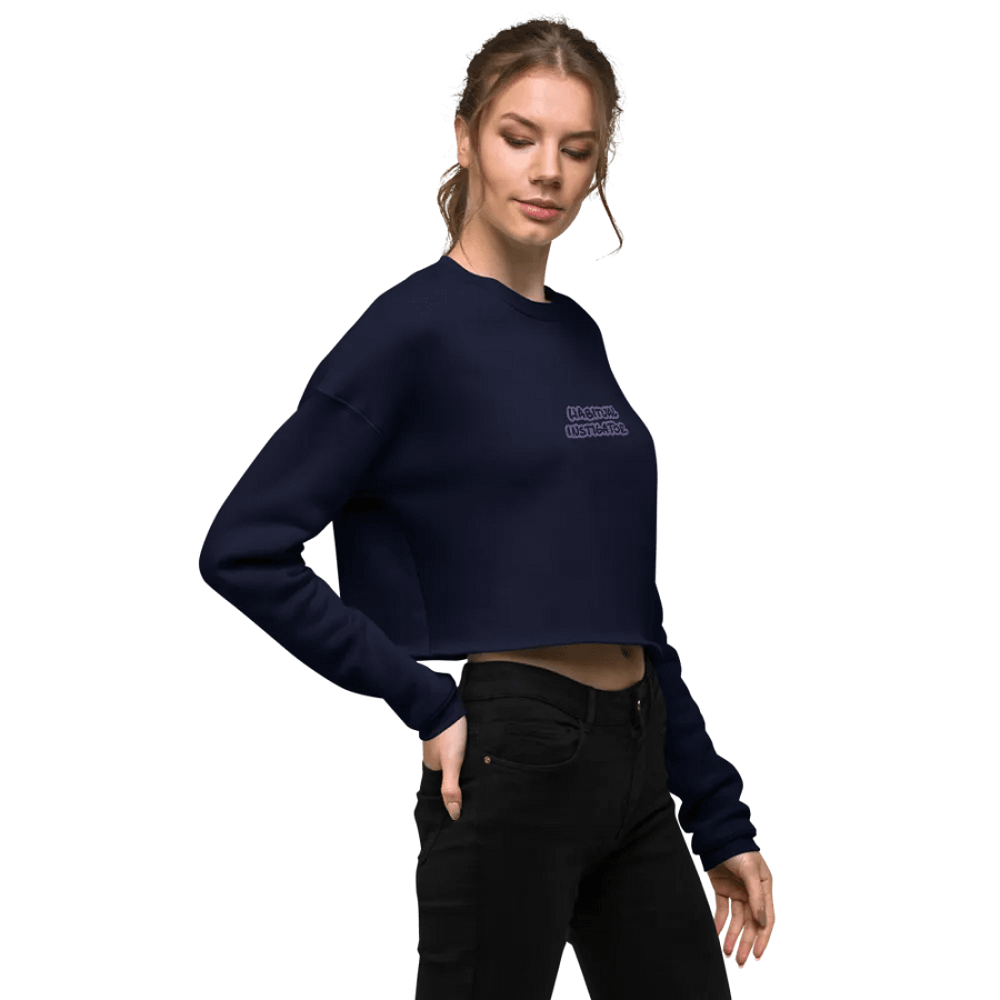 HABITUAL INSTIGATOR (purple outline) embroidered fleece crop crew product image (33)