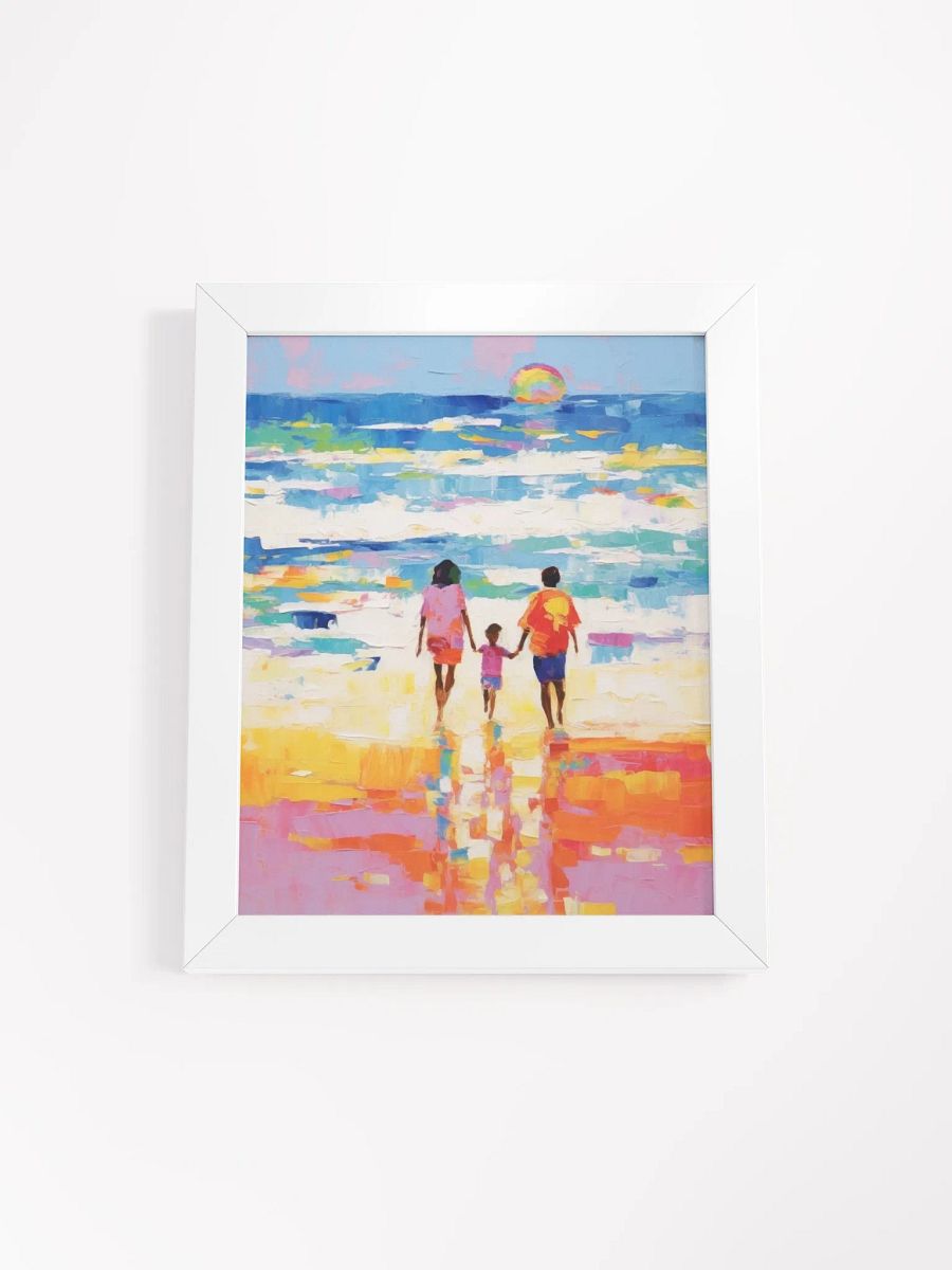 Serene Family Beach Walk Framed Poster product image (1)