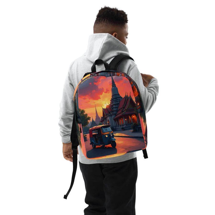 Tuk-Tuk at Sunset Near Thai Temple Backpack product image (9)