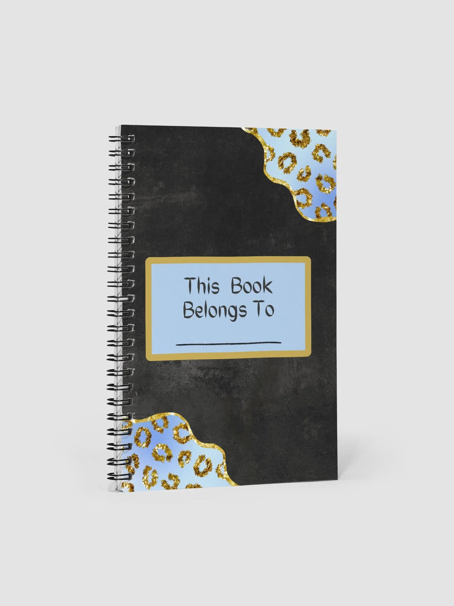 Spiral Notebook- With Blue and Gold Leopard Borders product image (3)