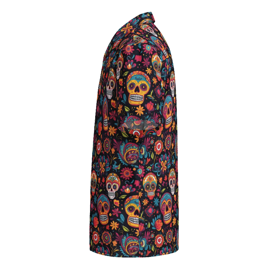 Calavera Repeat-Vibrant Mexican Skull and Floral Pattern Hawaiian Shirt product image (3)