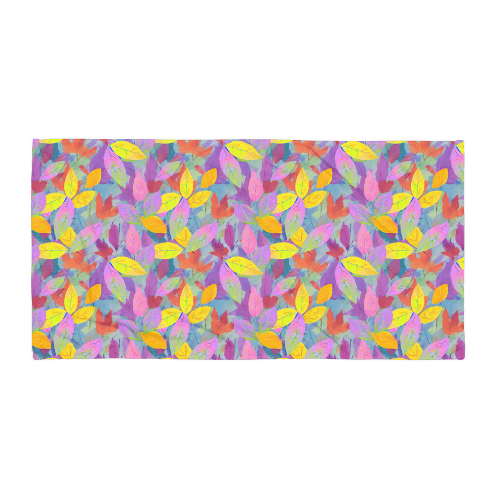 Yellow Pink Leaves Towel product image (1)