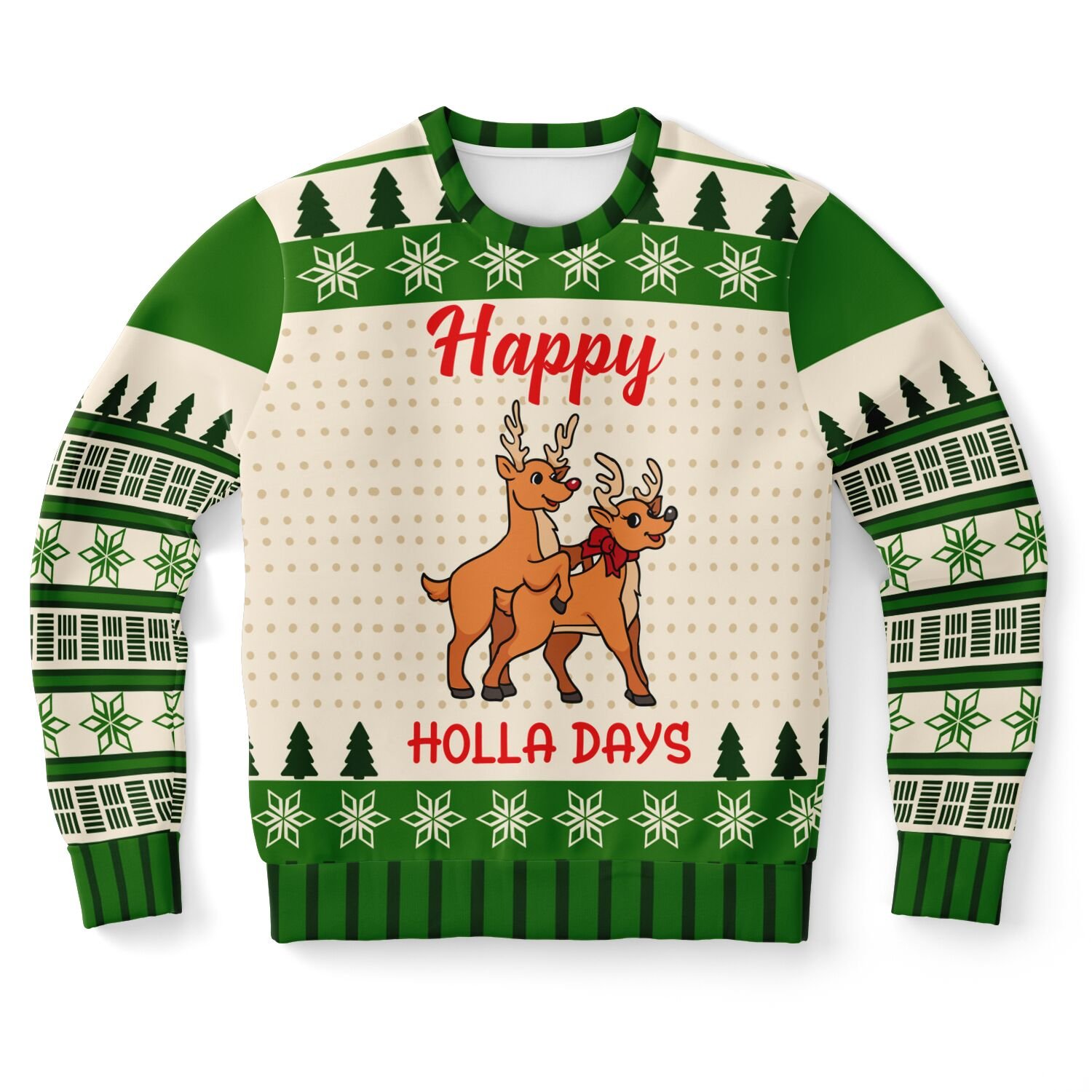 "Happy Holla Days" Funny Reindeer Christmas Sweatshirt | Cheeky Holiday Graphic Sweater | Playful Christmas Party Outfit product image (9)