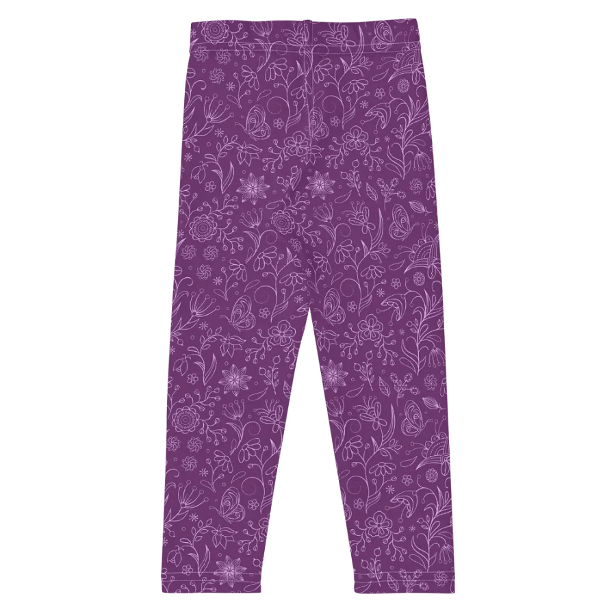 Dark Purple Floral Kid's and Toddler's Leggings product image (10)