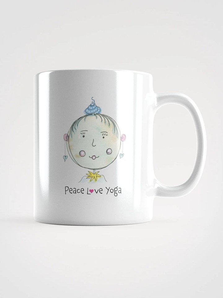 Whimsical Character Peace, Love, Yoga White Glossy Mug product image (1)
