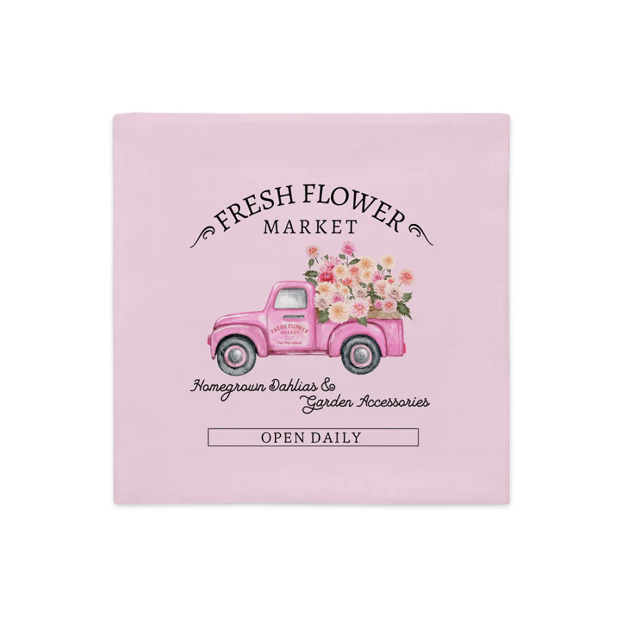 HAPPY DAHLIA VINTAGE TRUCK PINK PILLOW - Laster mit Blumen product image (2)