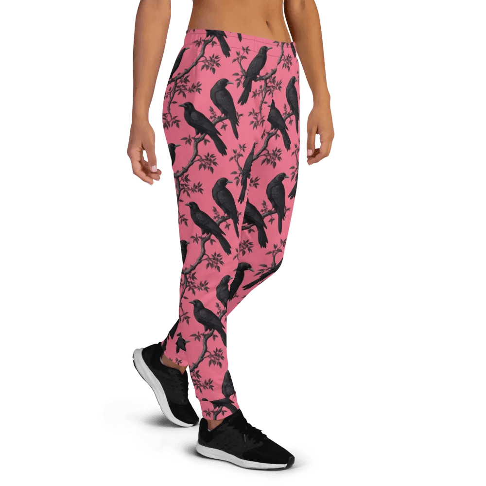 Women's Jogger Pants - Pink Raven Bird Pattern Joggers product image (5)