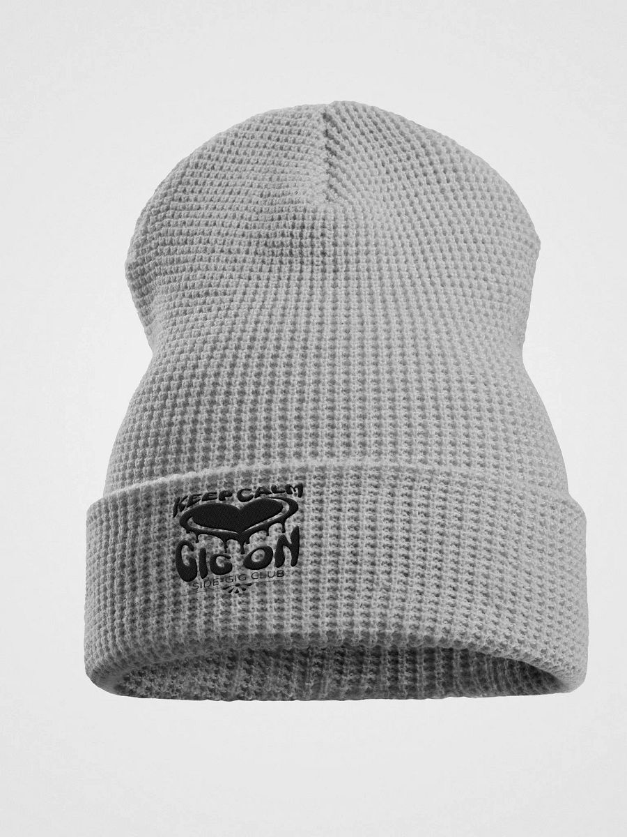 Keep Calm, Gig On Side-Gig Club Waffle Knit Beanie in Black product image (5)