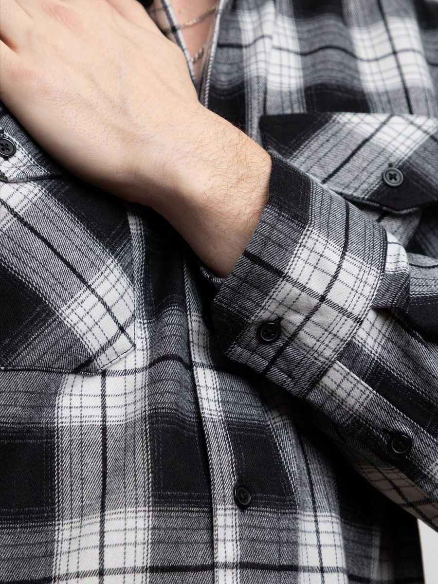 Flannel Button Up - White/Black product image (7)