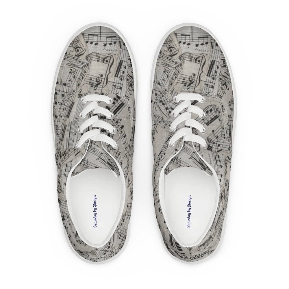 Sheet Music Collage Women's Lace-Up Canvas Shoes product image (1)
