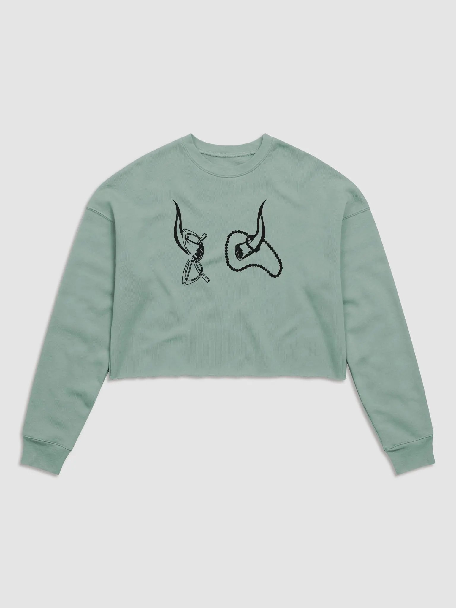 Horns, Glasses & Pearls Crop Sweatshirt product image (2)