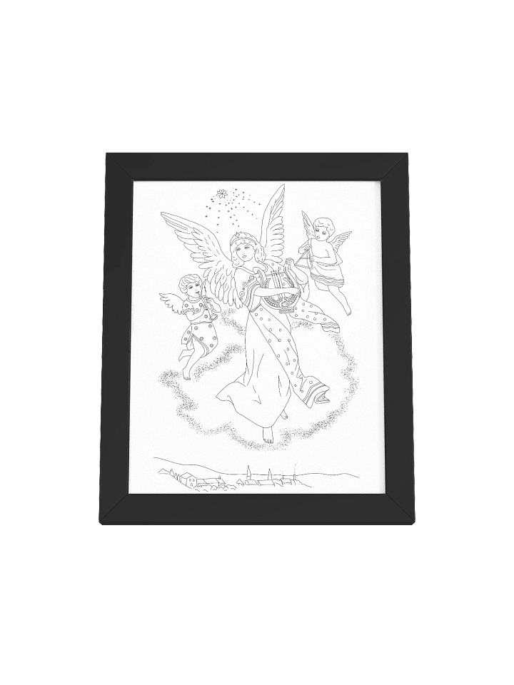 Color-Your-Own Christmas Framed Poster — Vintage Angel Art for Peaceful Holiday Decor product image (1)