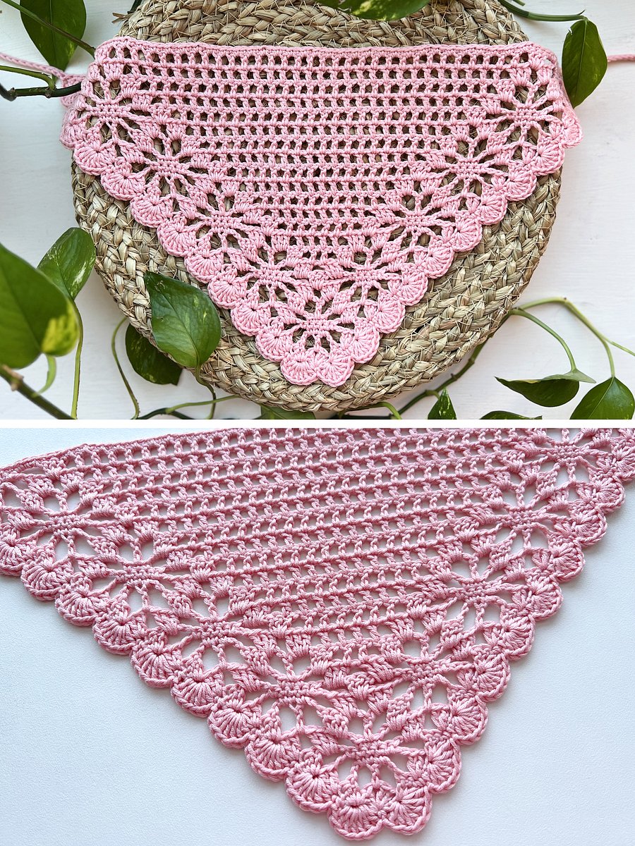 Crochet Pattern: Floral Bandana, Bordered with One Flower product image (3)