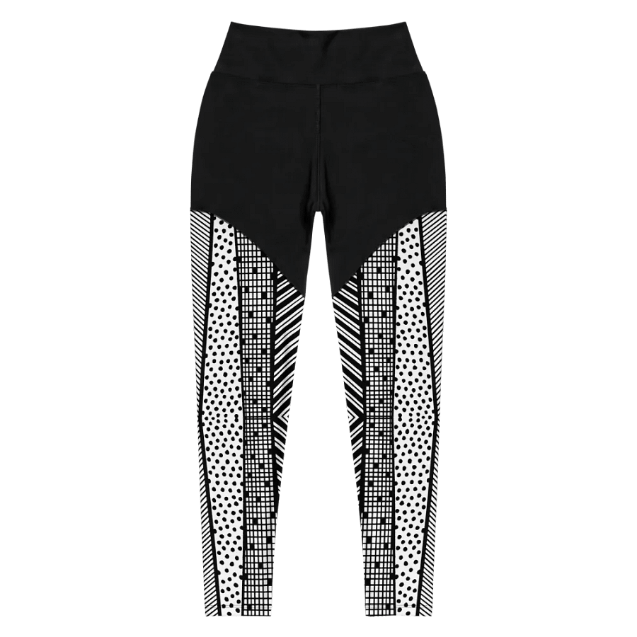 Modern pattern in black and white Sports Leggings product image (5)