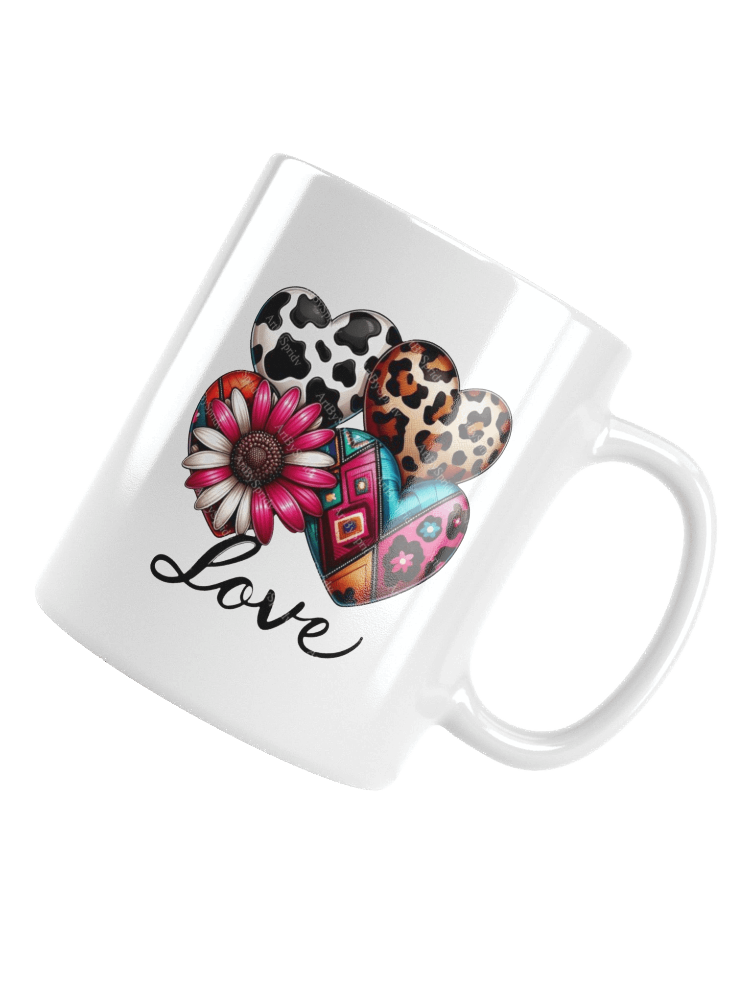 Love Patterned Hearts White Glossy Mug product image (5)