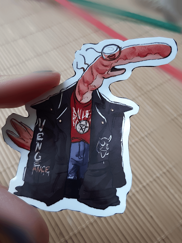 Smiling Friends - Shrimp vinyl sticker 2.3” product image (1)