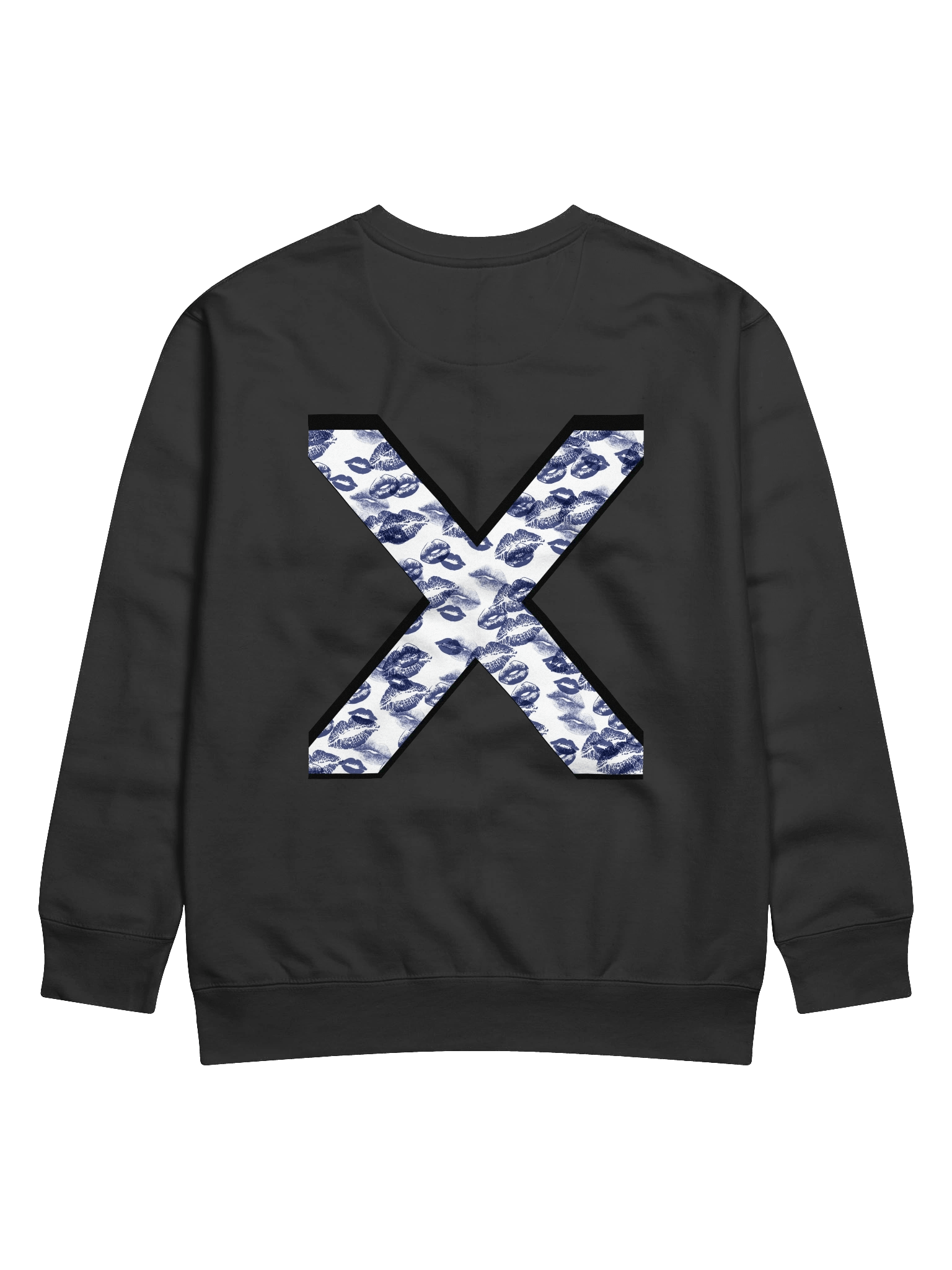 White X Dark Blue Lipstick Kisses | Crewneck product image (1)