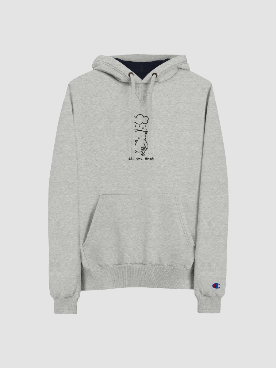 Sad Owl Hours Champion Cotton Max Hoodie (White Embroidered) product image (4)