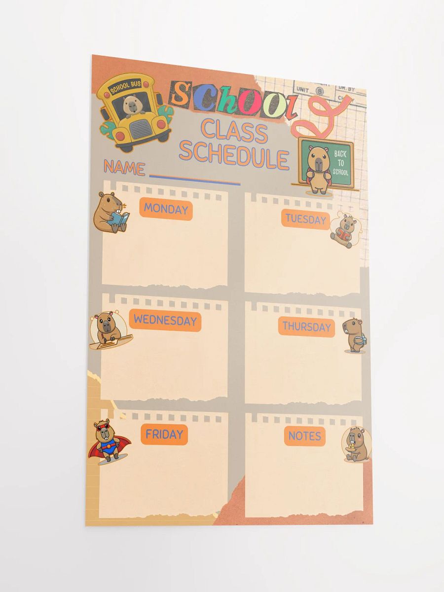 Cute Capybara School Class Schedule Poster product image (3)