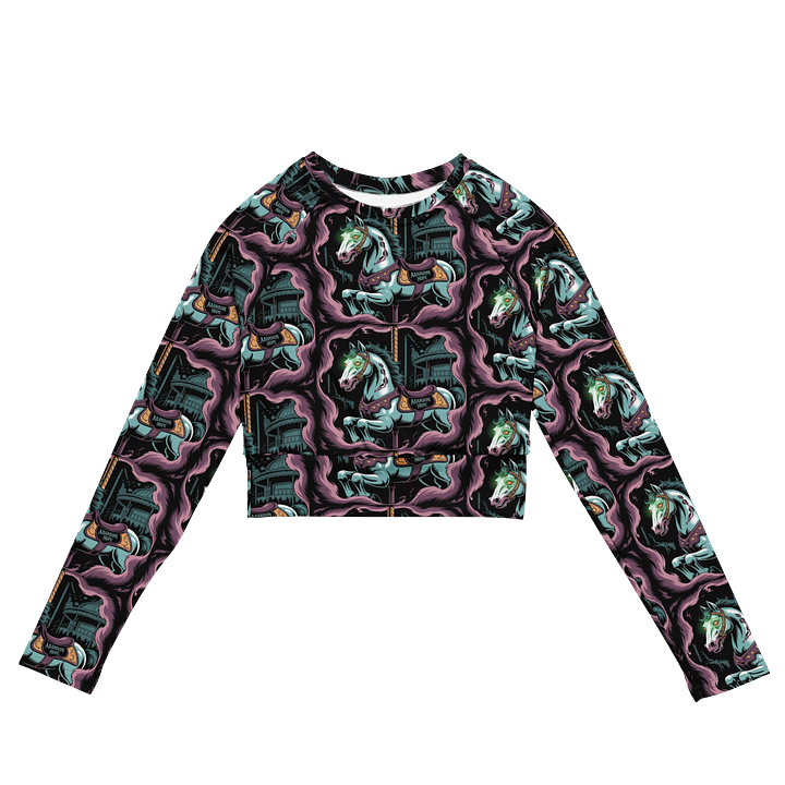 Midnight Veil Designs Gothic All-Over Print Long Sleeve Crop Top - Black product image (2)