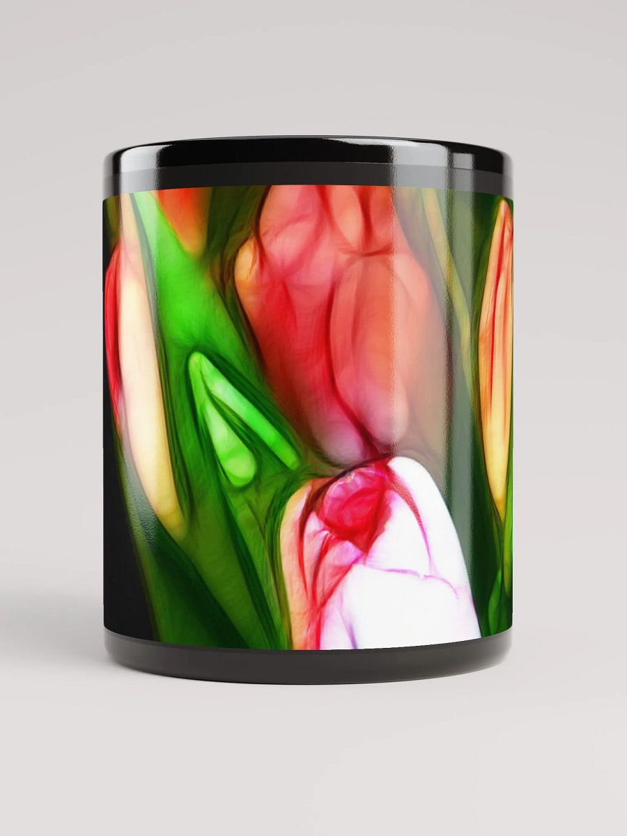 Abstract Pink Tulips Black Coffee Mug product image (9)