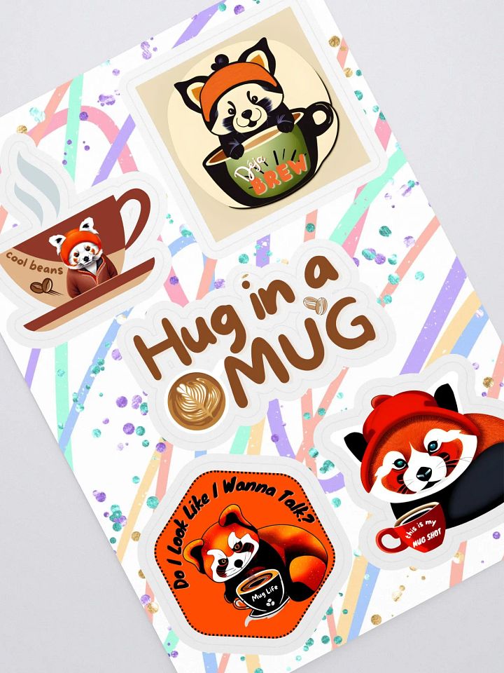Funny Sarcastic Red Panda Coffee 5 Piece Sticker Sheet product image (2)