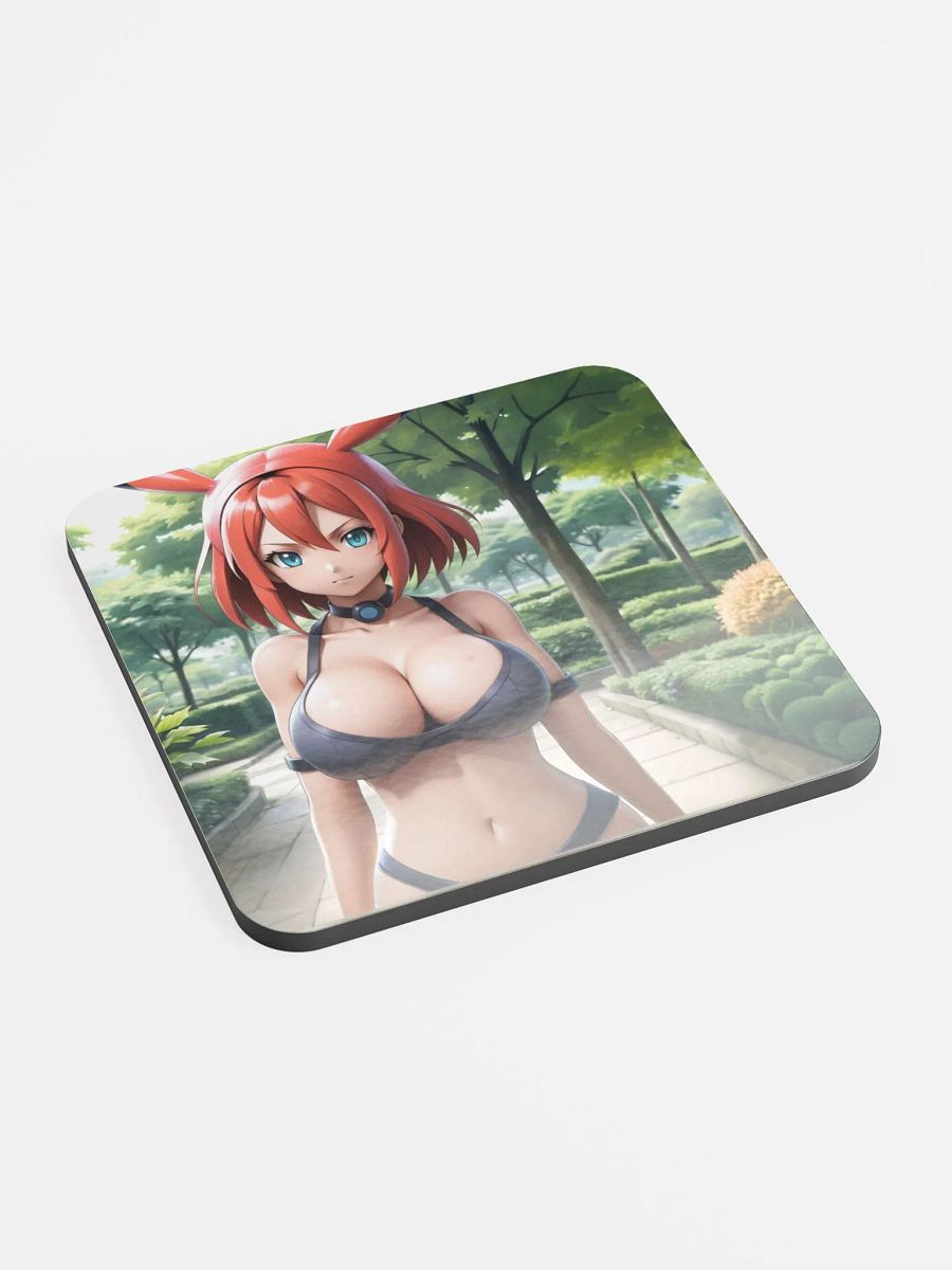 Crimson Charm Glossed Cork Coaster product image (2)
