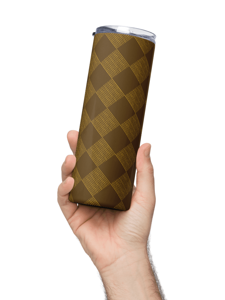 Brown and Gold Diamonds on 20-ounce Stainless Steel Tumbler with Straw product image (2)