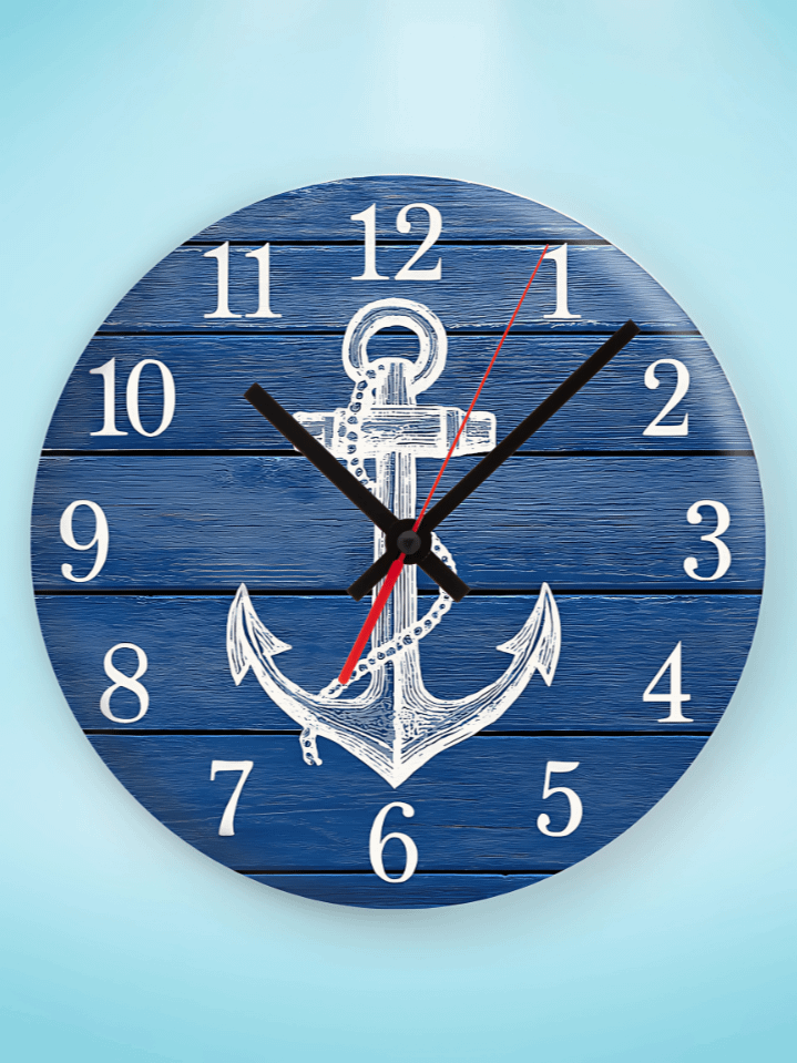 Nautical Anchor Wall Clock Design – Minimal White Anchor Pattern for Coastal & Marine Decor – Ideal for Sublimation – 300 DPI PNG – Instant Digital Download product image (1)