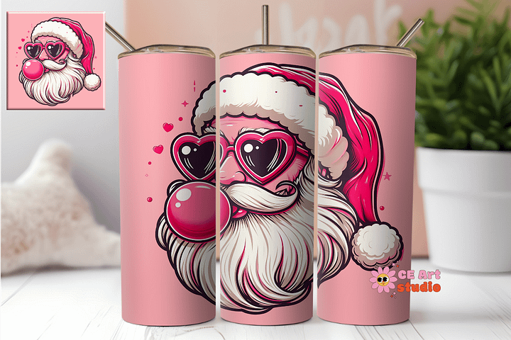 Santa Blowing Bubble Tumbler Wrap PNG product image (1)