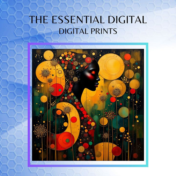 Winnergy Beautiful Black Woman Illustration Printable Art product image (1)