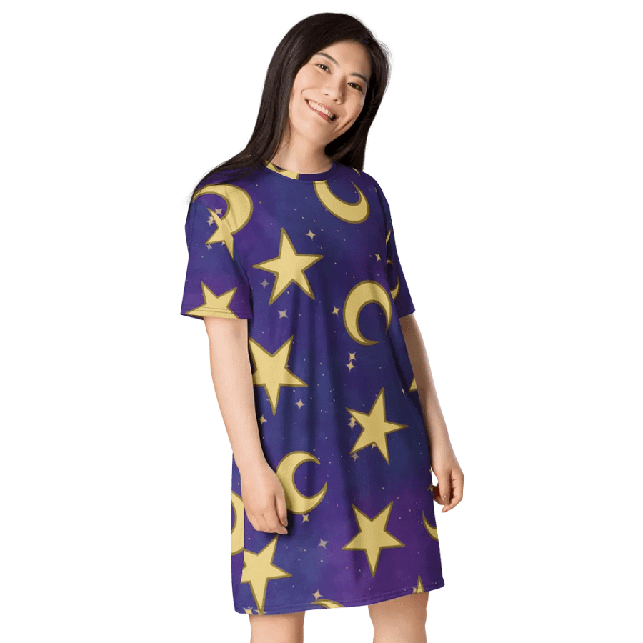Cozy Moon and Stars Nighty Gown T-Shirt Dress product image (5)